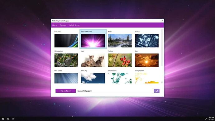 Desktop Live Wallpapers offers multiple wallpaper options.