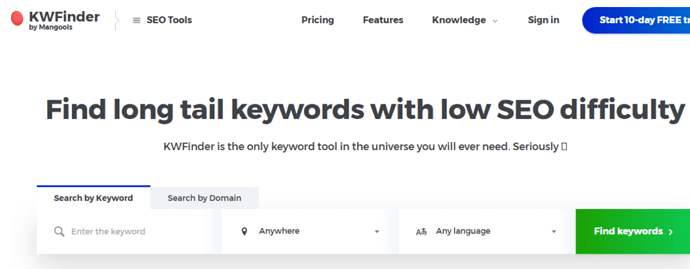 KWFinder Longtail Keyword Research Tool