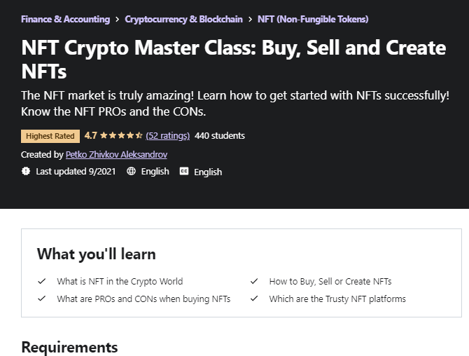 NFT Crypto Master Class: Buy, Sell And Create NFTs